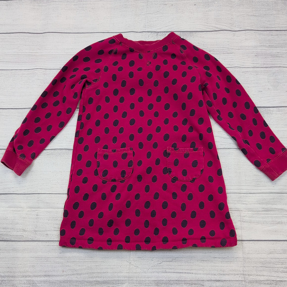 7/8 Mini Boden Polka Dot Sweatshirt Dress - Picture 1 of 6